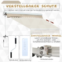 Outsunny® Markise mit Handkurbel Gelenkarmmarkise Sonnenschutz Elektrisch/Manuell Alu(m-4)