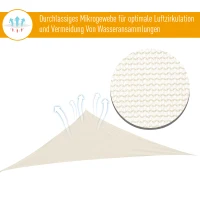 Outsunny® Sonnensegel (cream) Dreieck 3x3x3 m HDPE - atmungsaktiv(m-6)