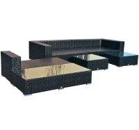 Outsunny 20-tlg. Alu Polyrattan Gartenmöbelset Lounge Liege mit 3 Beistelltische Neu(m-4)