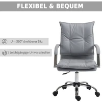 Vinsetto® Bürostuhl Drehstuhl höhenverstellbar rollbar ergonomisch PU grau 64 x 57 x (91–101) cm(m-6)