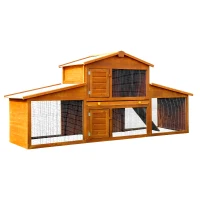 PawHut® Kaninchenstall Hasenstall Kaninchenkäfig Hasenkäfig mit Tablett Holz(m-3)