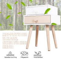 HOMCOM® Kinderzimmer Nachttisch 2er Set Beistelltisch Nachtschrank mit 2 Schubladen MDF Rosa(m-5)