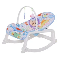 HOMCOM® Baby Schaukelsitz Schaukelstuhl vibrierende Babywippe mit Musik Tiermuster(m-1)