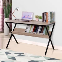 HOMCOM® Schreibtisch Computertisch Laptop Tisch Bürotisch 1 x Ablage Holz + Metall Natur + Schwarz 120 x 60 x 76 cm(m-1)