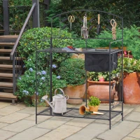 Outsunny Einpflanzstation, Werkbank, Metall, Schwarz(m-1)