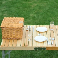 Outsunny® 11tlg. Picknickkorb Picknick Set Picknickkoffer Camping Korb mit Geschirr(m-10)