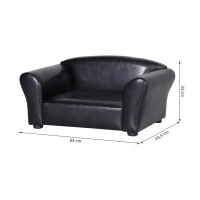 PawHut® Hundesofa Hundebett Hundecouch Haustierbett Hundematte Kunstleder Schwarz(m-2)