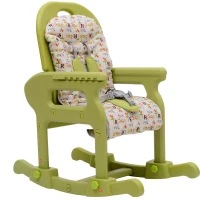 HOMCOM Kinderhochstuhl Multifunktion Babyhochstuhl mit Schaukelfunktion grün(m-6)