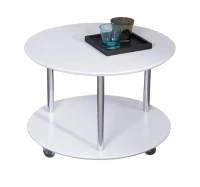 Beistelltisch Tisch Couchtisch Rund Ø56, 4cm MDF Wohnzimmertisch mit Räder schwarz/weiß Homcom (weiß)(m-1)