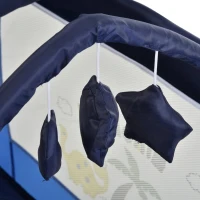 HOMCOM® Kinderreisebett klappbar Reisebettmatratze Klappbett Babybett mit Rollen Blau(m-8)