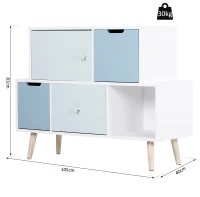 HOMCOM® Kinderzimmer Schrank Kinderschrank 3 Schubladen Aufbewahrungsregal MDF Blau(m-3)