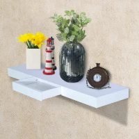 HOMCOM Wandregal 90x25x6cm mit Schublade Ablage Weiß(m-1)