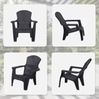 Outsunny® Dreiteiliges Gartenmöbel Set Sitzgruppe Stuhl Kaffeetisch Stauraum PP Schwarz(m-7)