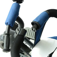 HOMCOM® Kinderdreirad mit Dach Lenkstange Kinderwagen Schieber Blau(m-14)