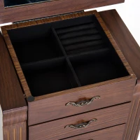 HOMCOM® Schmuckschrank mit Spiegel Schmuckkasten Holz Braun(m-7)