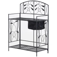 Outsunny Einpflanzstation, Werkbank, Metall, Schwarz(m-3)