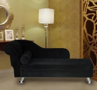 HOMCOM Chaiselongue Sofa Relaxliege Recamiere Chesterfield schwarz(m-1)