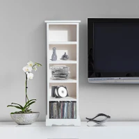 HOMCOM® DVD Standregal Holz Turm 5 Fächer Weiß(m-2)