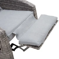 Outsunny® Rattanstuhl Liegestuhl Klapptisch Verstellbare Rückenlehne Fußstütze Metall(m-8)