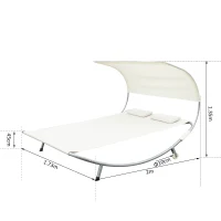 Outsunny® Doppelliege 2er-Sonnenliege Creme mit Kissen(m-2)