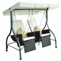 Outsunny® 2-Sitzer Polyrattan Hollywoodschaukel mit Liegefunktion und Sonnendach(m-3)