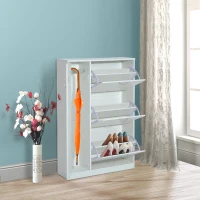 HOMCOM Schuhschrank Schuhkipper Schuhregal 3 Klappen Weiß(m-1)