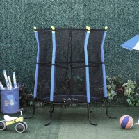 HOMCOM® Trampolin Kinder Gartentrampolin mit Sicherheitsnetz Randabdeckung Ø155cm bis 60kg(m-2)