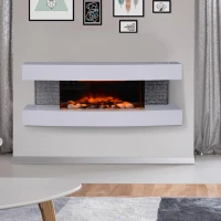 HOMCOM® Elektrokamin Kaminofen Wandkamin Fernbedienung LED Weiß(m-3)