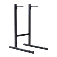 HOMCOM Dipstation Dipständer Dip Dipper Stangen Ständer Bauchtrainer Rückentrainer, Stahl, Schwarz, 100x65x135cm(m-1)