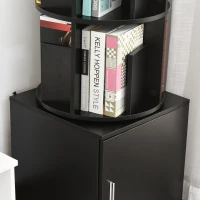HOMCOM® Bücherregal 2-in-1 Standregal Drehregal 360 ° drehbar Abnehmbar Schwarz(m-9)