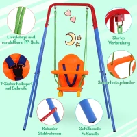 HOMCOM® Kinderschaukel mit Sicherheitsgurt Kleinkindschaukel Schaukelsitz ab 1 Jahr PP PE(m-4)