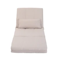 HOMCOM klappbarer Schlafsessel Schlafsofa Gästebett creme(m-3)