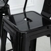 HOMCOM Barhocker mit Fußstütze | Stapelbar | Metall | 44 x 53 x 116 cm | Schwarz(m-11)