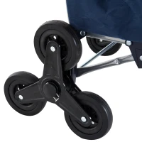 HOMCOM® Einkaufstrolley Einkaufsroller klappbar mit Treppensteiger Blau(m-10)