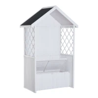 Outsunny® Laubenbank Philosophenbank mit Stauraum H225cm Weiß(m-7)