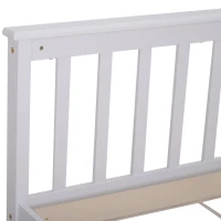 HOMCOM® Bett Holzbett Bettgestell 140 cm Doppelbett Kiefer massiv inkl. Lattenrost mit Stauraum Weiß 218 x 143 x 82 cm(m-7)