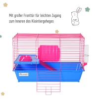PawHut® Kleintierkäfig Tierkäfig Nagerkäfig Starter-Set mit allem Zubehör Stahl+PP Blau(m-7)