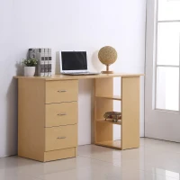 HOMCOM® Schreibtisch Computertisch mit Schubladen Natur(m-2)