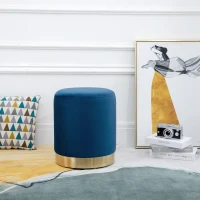 HOMCOM® Hocker Sitzhocker Fußhocker Leinen Blau(m-2)