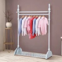 HOMCOM Kleiderständer Garderobenständer Kleiderstange Metall Weiß(m-1)