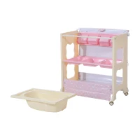 HOMCOM® Baby Wickeltisch mit Badewanne Mobil Rosa(m-12)