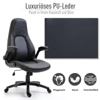 Vinsetto Bürostuhl Wippfunktion verstellbare Armlehnen Farbe Kaffee(m-6)