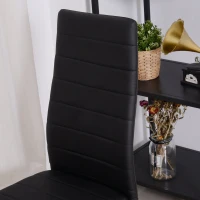 HOMCOM® 4er-Set Esszimmerstuhl Küchenstuhl Luxus Polsterstuhl Hochlehner Kunstleder + Metall Schwarz 51 x 41 x 97 cm(m-6)
