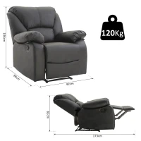HOMCOM® Relaxsessel Fernsehsessel mit Liegefunktion Schwarz Verstellbar(m-2)