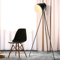 HOMCOM® Stehleuchte Stehlampe E27-Fassung neben Sofa 120° verstellbar Metall Schwarz 60 x 60 x 145 cm(m-1)