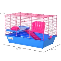 PawHut® Kleintierkäfig Tierkäfig Nagerkäfig Starter-Set mit allem Zubehör Stahl+PP Blau(m-3)