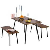 HOMCOM® Essgruppe mit 2 Stühlen Esszimmergarnitur Sitzgruppe Tischgruppe Braun+Schwarz(m-1)