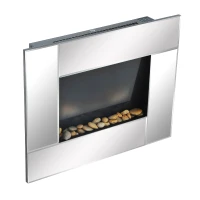 HOMCOM® Wandkamin | Elektrokamin | Inkl. Fernbedienung | 900 / 1800 W | 66 x 52 x 10,7cm | Silber(m-5)