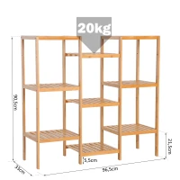 HOMCOM® Badregal Standregal Bambus Regal 9 Ablagen DIY(m-2)
