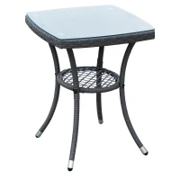 Outsunny® Gartensitzgruppe 3-tlg. Polyrattan Gartenset Rattanmöbel Grau mit Sitzkissen(m-5)